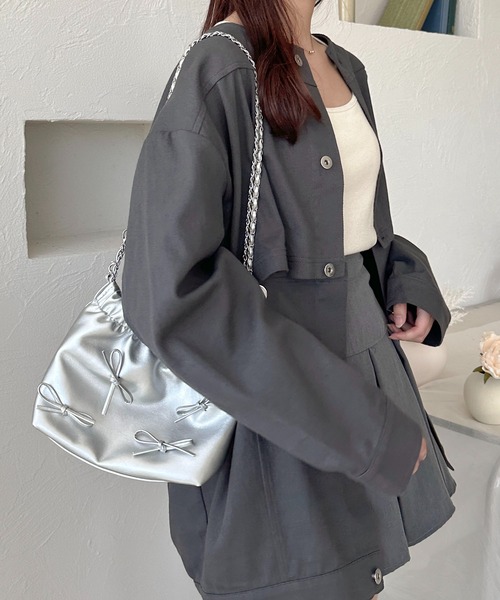 apres jour clair（アプレジュールクレア）の「【apres jour clair×ARIAZ】リボン付きチェーンバッグ（ショルダーバッグ・レディース・シルバー/アイボリー/ブラック・FREE）」の13枚目の写真