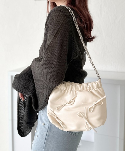 apres jour clair×ARIAZ】リボン付きチェーンバッグ（ショルダーバッグ
