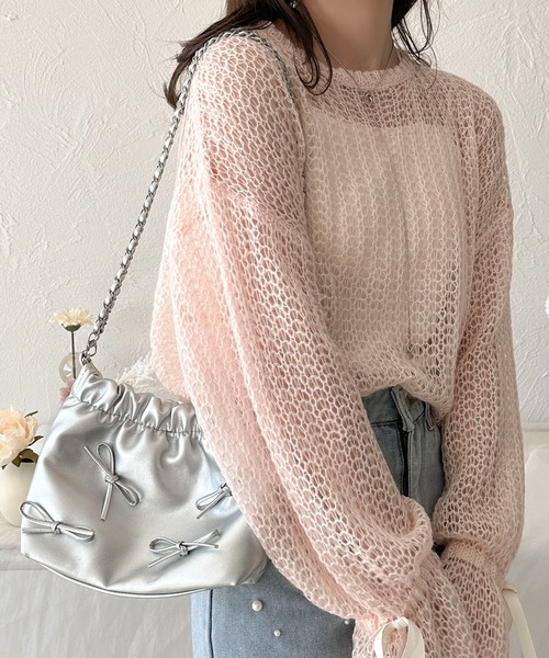 apres jour clair（アプレジュールクレア）の「【apres jour clair×ARIAZ】リボン付きチェーンバッグ（ショルダーバッグ・レディース・シルバー/アイボリー/ブラック・FREE）」の21枚目の写真