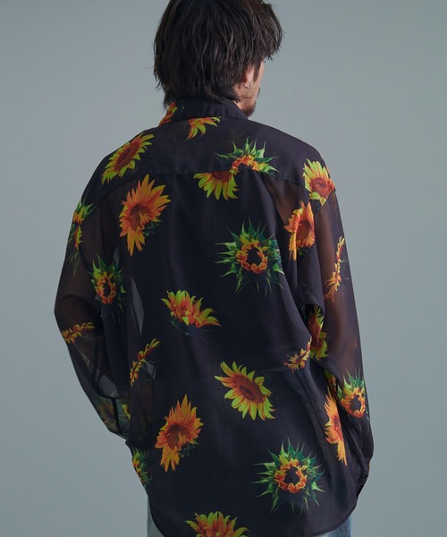 『CavariA/キャバリア』オーガンジー総柄長袖シャツ（シャツ/ブラウス）｜SILVER BULLET（シルバーバレット）