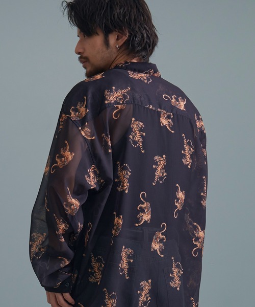 『CavariA/キャバリア』オーガンジー総柄長袖シャツ（シャツ/ブラウス）｜SILVER BULLET（シルバーバレット）