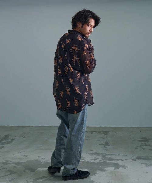 『CavariA/キャバリア』オーガンジー総柄長袖シャツ（シャツ/ブラウス）｜SILVER BULLET（シルバーバレット）