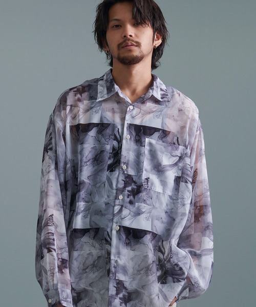 『CavariA/キャバリア』オーガンジー総柄長袖シャツ（シャツ/ブラウス）｜SILVER BULLET（シルバーバレット）