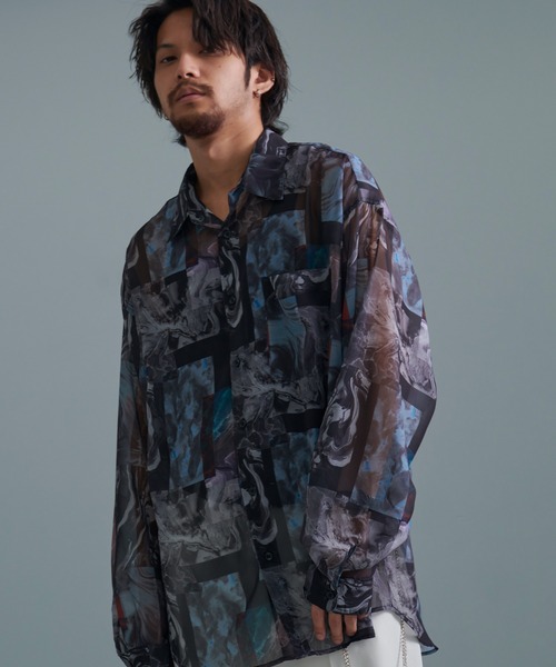 『CavariA/キャバリア』オーガンジー総柄長袖シャツ（シャツ/ブラウス）｜SILVER BULLET（シルバーバレット）