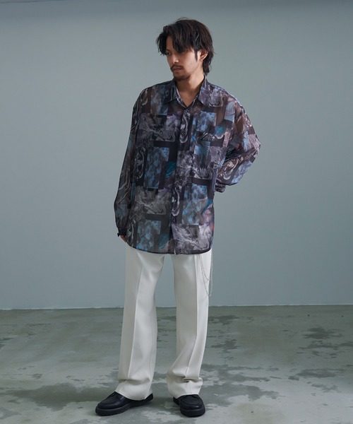 『CavariA/キャバリア』オーガンジー総柄長袖シャツ（シャツ/ブラウス）｜SILVER BULLET（シルバーバレット）