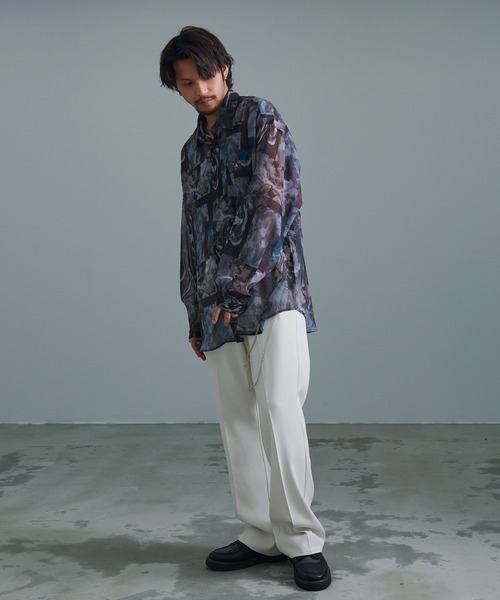 『CavariA/キャバリア』オーガンジー総柄長袖シャツ（シャツ/ブラウス）｜SILVER BULLET（シルバーバレット）