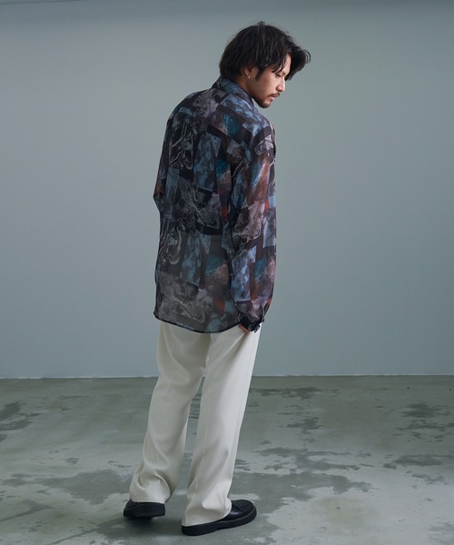 『CavariA/キャバリア』オーガンジー総柄長袖シャツ（シャツ/ブラウス）｜SILVER BULLET（シルバーバレット）