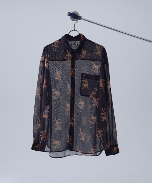 『CavariA/キャバリア』オーガンジー総柄長袖シャツ（シャツ/ブラウス）｜SILVER BULLET（シルバーバレット）