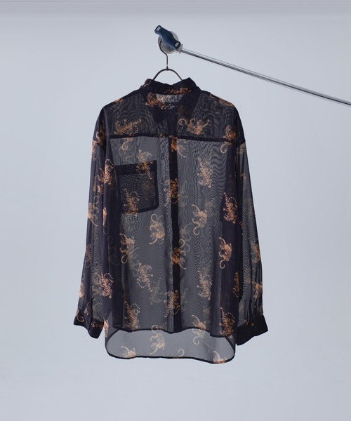 『CavariA/キャバリア』オーガンジー総柄長袖シャツ（シャツ/ブラウス）｜SILVER BULLET（シルバーバレット）