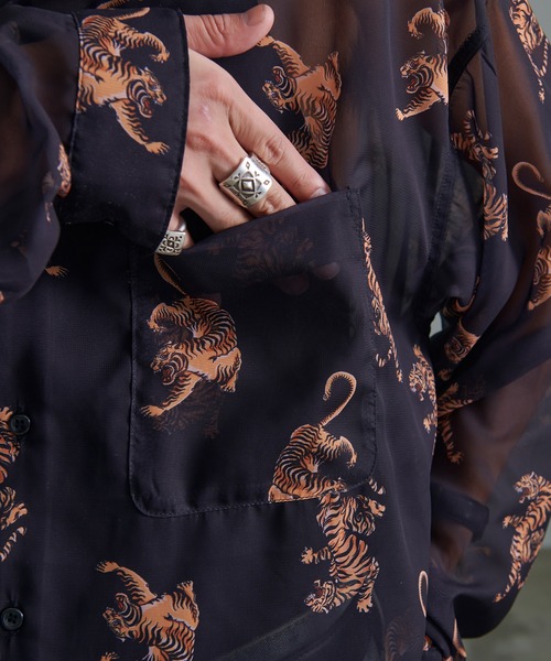 『CavariA/キャバリア』オーガンジー総柄長袖シャツ（シャツ/ブラウス）｜SILVER BULLET（シルバーバレット）