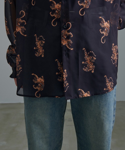 『CavariA/キャバリア』オーガンジー総柄長袖シャツ（シャツ/ブラウス）｜SILVER BULLET（シルバーバレット）