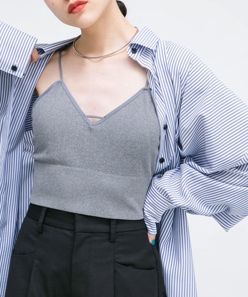 KBF（ケイビーエフ）の「カップ付きインナーキャミソール（キャミソール・レディース・グレー/オフホワイト/ブラック・ONE）」の18枚目の写真