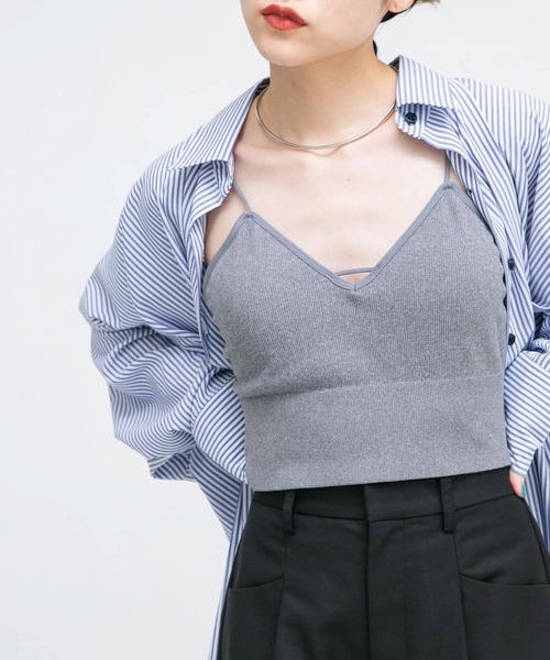 KBF（ケイビーエフ）の「カップ付きインナーキャミソール（キャミソール・レディース・グレー/オフホワイト/ブラック・ONE）」の19枚目の写真