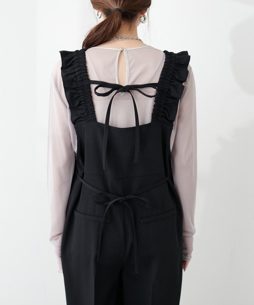 natural couture 肩ヒモフリルオールインワン ドット サロペット natural couture 肩ヒモフリルオールインワン ドット サロペット