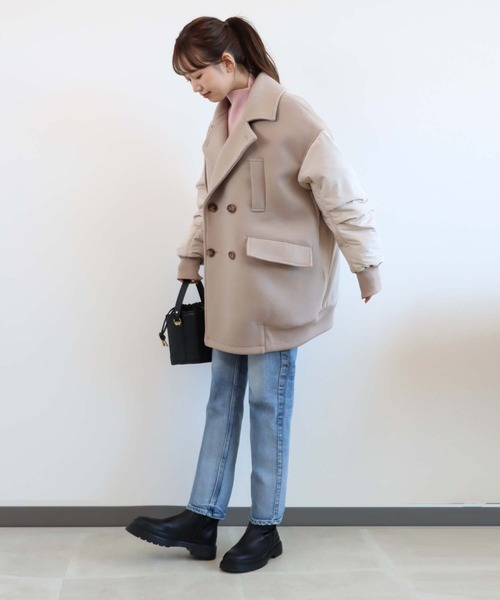 Jines(ジネス)の「ドッキング Pコート(ピーコート・レディース・ベージュ・38)」の3枚目の写真