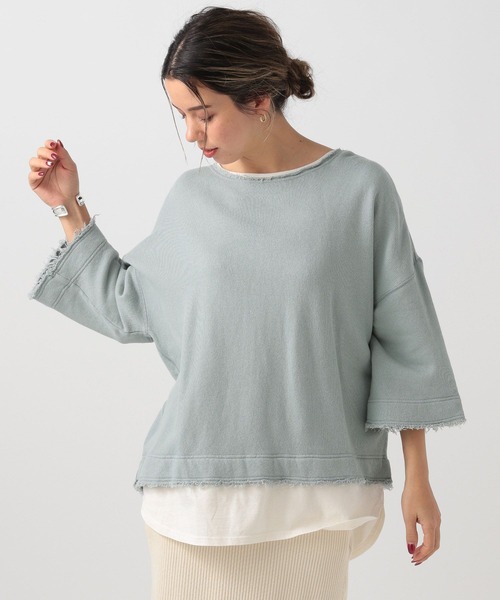 BAYFLOW(ベイフロー)の「レイヤード7分袖プルオーバー(Tシャツ/カットソー・レディース・オフホワイト/ブルー/ピンク/モカ・SMALL/MEDIUM)」の2枚目の写真