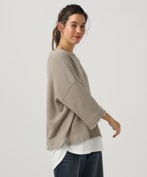 BAYFLOW(ベイフロー)の「レイヤード7分袖プルオーバー(Tシャツ/カットソー・レディース・オフホワイト/ブルー/ピンク/モカ・SMALL/MEDIUM)」の3枚目の写真