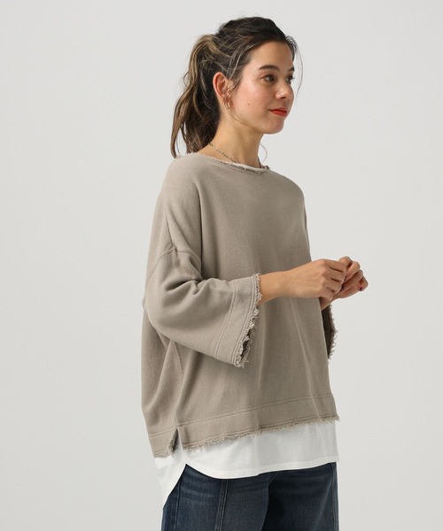 BAYFLOW(ベイフロー)の「レイヤード7分袖プルオーバー(Tシャツ/カットソー・レディース・オフホワイト/ブルー/ピンク/モカ・SMALL/MEDIUM)」の10枚目の写真