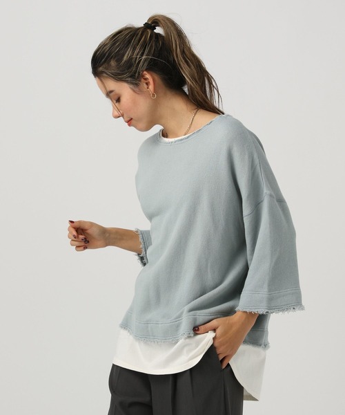 BAYFLOW(ベイフロー)の「レイヤード7分袖プルオーバー(Tシャツ/カットソー・レディース・オフホワイト/ブルー/ピンク/モカ・SMALL/MEDIUM)」の13枚目の写真