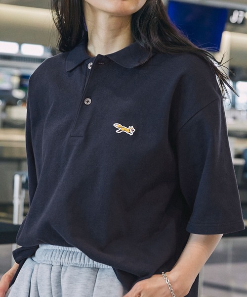 PEARLYGATES * コラボ 刺繍 ネイビー ポロシャツ PEARLY GATES パーリーゲイツ 半袖ポロシャツ ネイビー×白 30