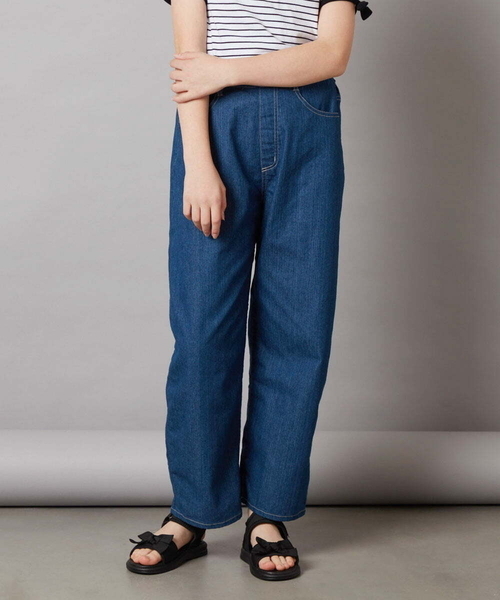 a.v.v（アーヴェヴェ）の「[140-150]エッグパンツ（デニムパンツ・キッズ・ブルー/アイボリー・140/150）」の3枚目の写真