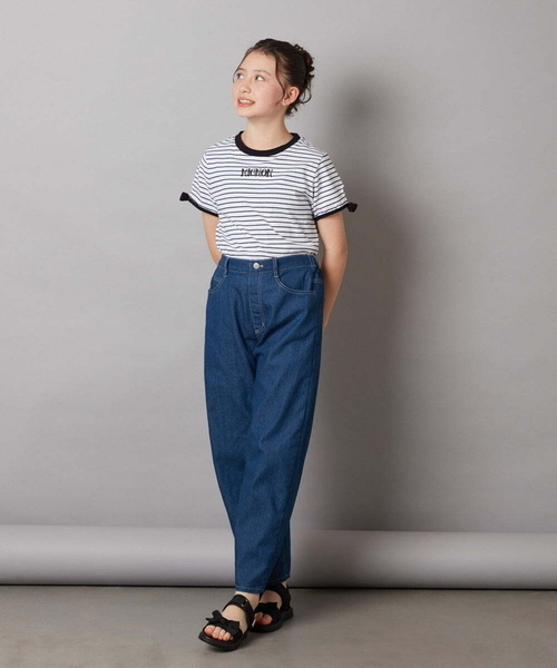 a.v.v（アーヴェヴェ）の「[140-150]エッグパンツ（デニムパンツ・キッズ・ブルー/アイボリー・140/150）」の8枚目の写真