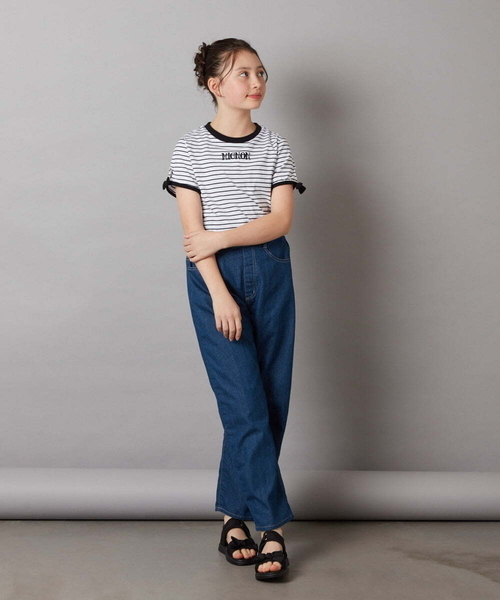 a.v.v（アーヴェヴェ）の「[140-150]エッグパンツ（デニムパンツ・キッズ・ブルー/アイボリー・140/150）」の9枚目の写真