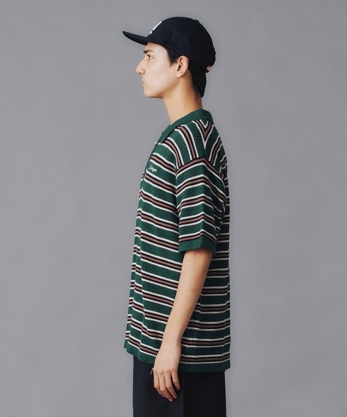 XLARGE（エクストララージ）の「STRIPED MESH KNIT POLO SHIRT（ポロシャツ・メンズ・ブラック/グリーン/ネイビー・S/M/L/XL）」の8枚目の写真
