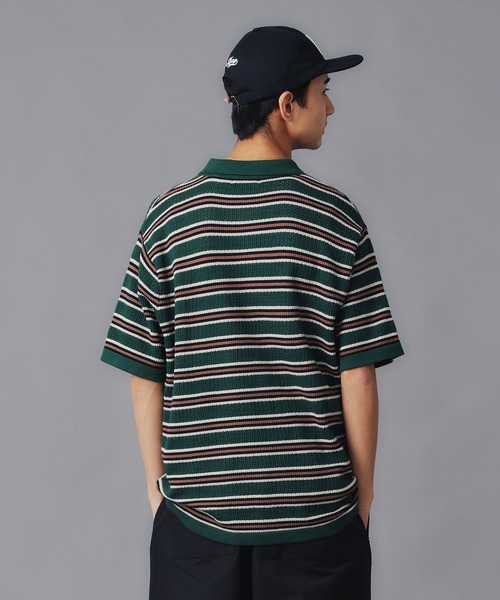 STRIPED MESH KNIT POLO SHIRT（ポロシャツ）｜XLARGE