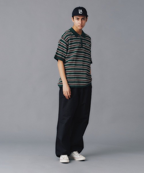 STRIPED MESH KNIT POLO SHIRT（ポロシャツ）｜XLARGE