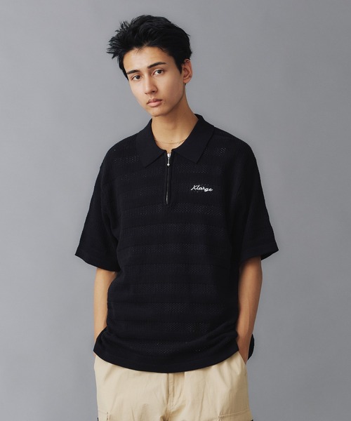 セール】STRIPED MESH KNIT POLO SHIRT（ポロシャツ）｜XLARGE