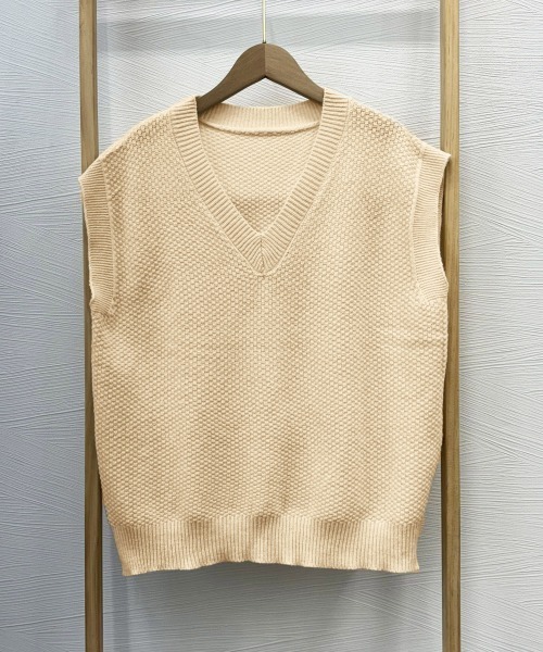 Miniministore(ミニミニストア)の「ニットベスト レディースチョッキ 重ね着(ベスト・レディース・ライトブルー/ベージュ/パープル/グリーン/ブラウン/レッド・FREE)」の12枚目の写真