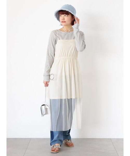 ehka sopo(エヘカソポ)の「◎チュールキャミワンピース(ワンピース・レディース・ブラック/グレー/キナリ・F)」の2枚目の写真