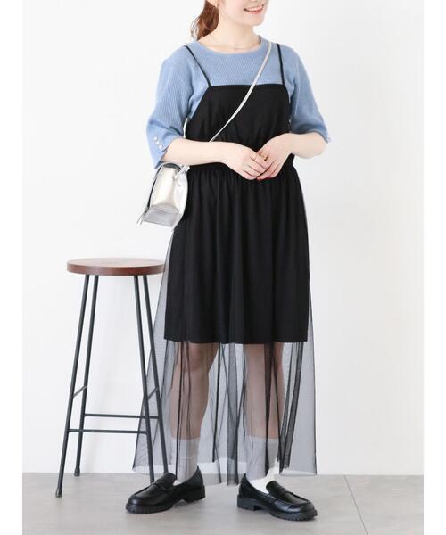 ehka sopo(エヘカソポ)の「◎チュールキャミワンピース(ワンピース・レディース・ブラック/グレー/キナリ・F)」の3枚目の写真