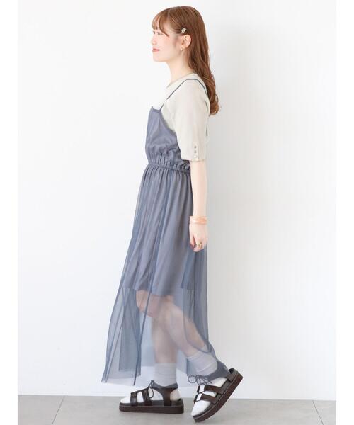 ehka sopo(エヘカソポ)の「◎チュールキャミワンピース(ワンピース・レディース・ブラック/グレー/キナリ・F)」の5枚目の写真