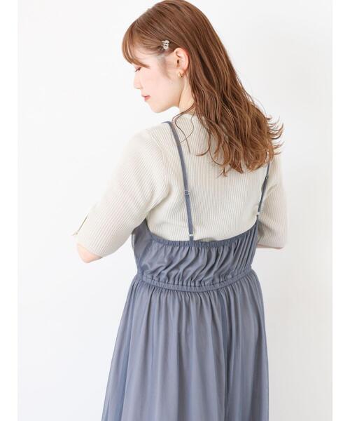 ehka sopo(エヘカソポ)の「◎チュールキャミワンピース(ワンピース・レディース・ブラック/グレー/キナリ・F)」の7枚目の写真