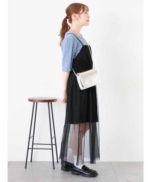 ehka sopo(エヘカソポ)の「◎チュールキャミワンピース(ワンピース・レディース・ブラック/グレー/キナリ・F)」の13枚目の写真