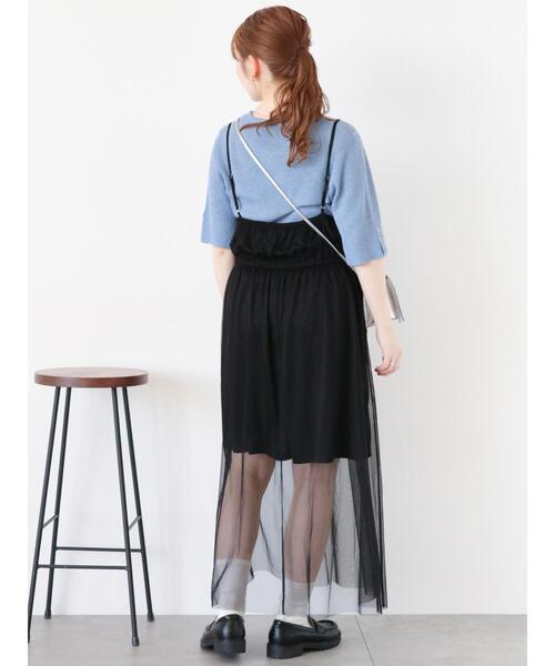 ehka sopo(エヘカソポ)の「◎チュールキャミワンピース(ワンピース・レディース・ブラック/グレー/キナリ・F)」の14枚目の写真