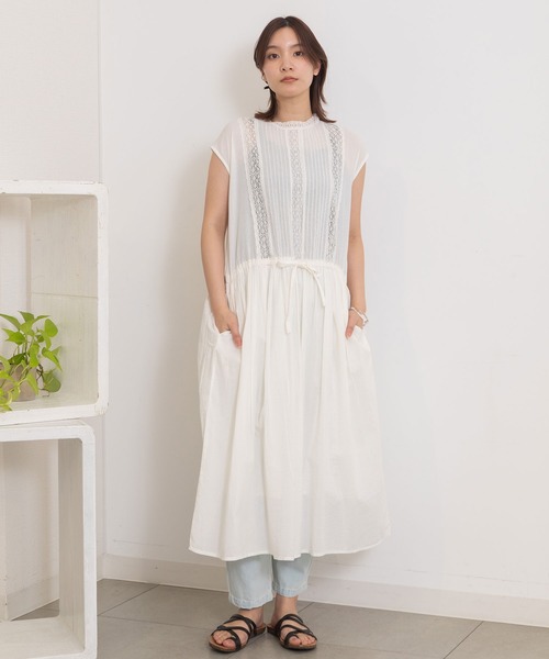 POU DOU DOU（プードゥドゥ）の「ピンタックレースノースリーブワンピース（ワンピース・レディース・ブラック/ライトブルー/オフホワイト・3）」の16枚目の写真