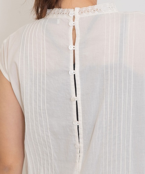 POU DOU DOU（プードゥドゥ）の「ピンタックレースノースリーブワンピース（ワンピース・レディース・ブラック/ライトブルー/オフホワイト・3）」の4枚目の写真