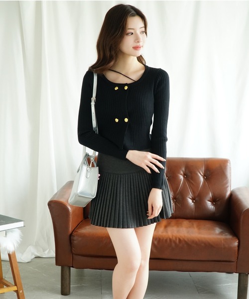 Jasmine Grandiflorum（ジャスミングランディフローラム）の「【Jasmine】ダブルブレストニットカーディガン（カーディガン/ボレロ・レディース・ホワイト/ピンク/ブラック/チョコ・FREE）」の17枚目の写真