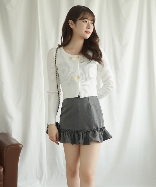 Jasmine Grandiflorum（ジャスミングランディフローラム）の「【Jasmine】ダブルブレストニットカーディガン（カーディガン/ボレロ・レディース・ホワイト/ピンク/ブラック/チョコ・FREE）」の11枚目の写真