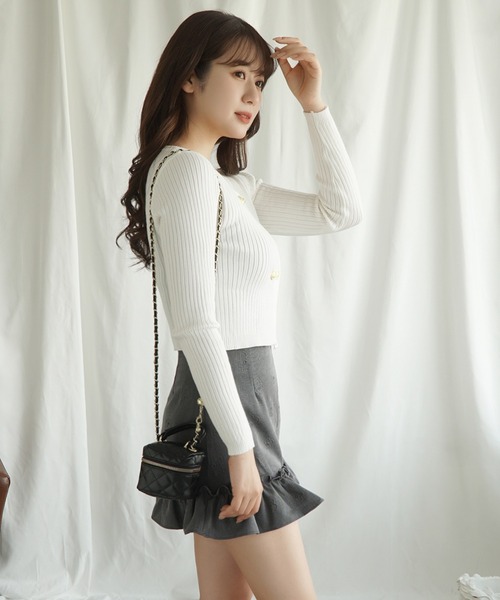 Jasmine Grandiflorum（ジャスミングランディフローラム）の「【Jasmine】ダブルブレストニットカーディガン（カーディガン/ボレロ・レディース・ホワイト/ピンク/ブラック/チョコ・FREE）」の12枚目の写真