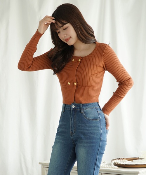 Jasmine Grandiflorum（ジャスミングランディフローラム）の「【Jasmine】ダブルブレストニットカーディガン（カーディガン/ボレロ・レディース・ホワイト/ピンク/ブラック/チョコ・FREE）」の21枚目の写真