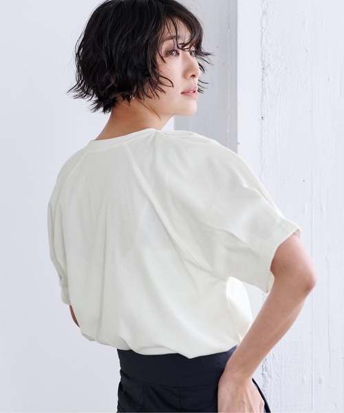 tシャツ タックボリュームスリーブカットソー レディース セール】【洗える】タックボリュームスリーブカットソー（T