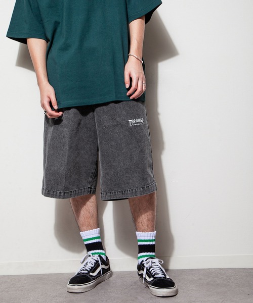 THRASHER（スラッシャー）の「【THRASHER】 カツラギデニム イージー ワイド ハーフパンツ（デニムパンツ・メンズ・ベージュ/ブラック系/オフホワイト/ブラック・LARGE/MEDIUM/X-LARGE）」の8枚目の写真