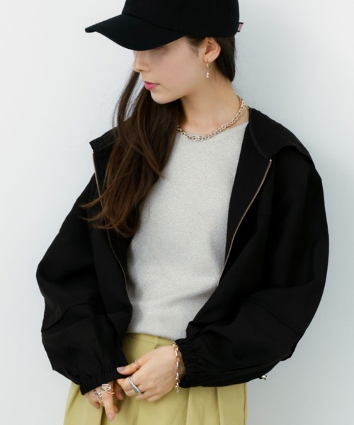 saloon(サルーン)の「SALOON(サルーン)/ シアーフードブルゾン【洗濯機洗い可】(ブルゾン・レディース・ミント/ブラック/ライトベージュ・FREE)」の2枚目の写真