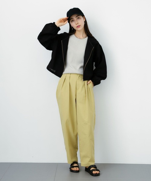 saloon(サルーン)の「SALOON(サルーン)/ シアーフードブルゾン【洗濯機洗い可】(ブルゾン・レディース・ミント/ブラック/ライトベージュ・FREE)」の7枚目の写真