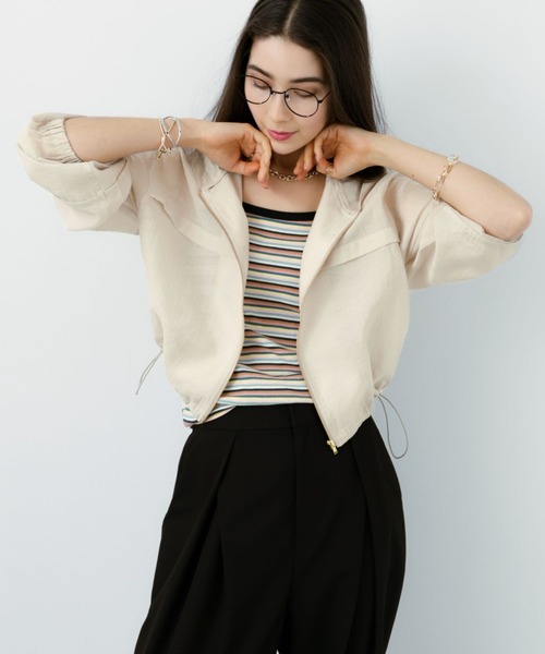 saloon(サルーン)の「SALOON(サルーン)/ シアーフードブルゾン【洗濯機洗い可】(ブルゾン・レディース・ミント/ブラック/ライトベージュ・FREE)」の18枚目の写真