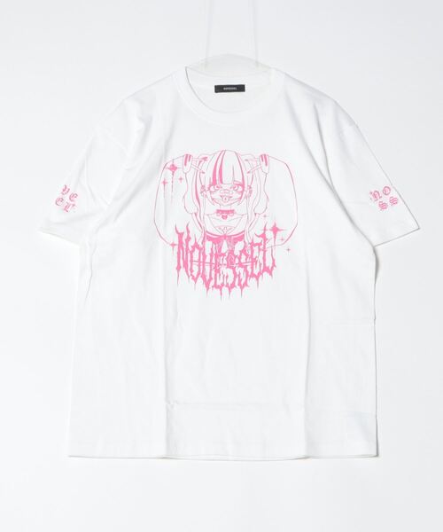 NOVESSEL（ノベセル）の「A'GEM/9 × .kom『NOVESSEL/ノベセル』マスク少女ハーフスリーブカットソー/半袖Tシャツ（Tシャツ/カットソー・レディース・ブラック×パープル/ホワイト×ピンク/ホワイト×ブラック・FREE）」の8枚目の写真